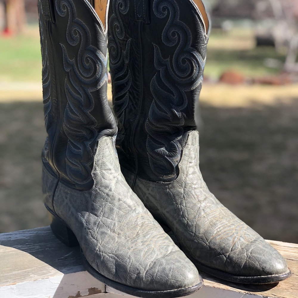Tony Lama 8501 Gold Label Boots Gray Elephant Leather Sz 10 D.
